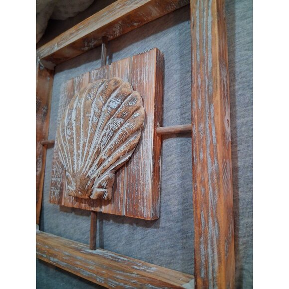 Wooden Coastal Beach  Shell Decor Wall Art - Picture 3 of 5